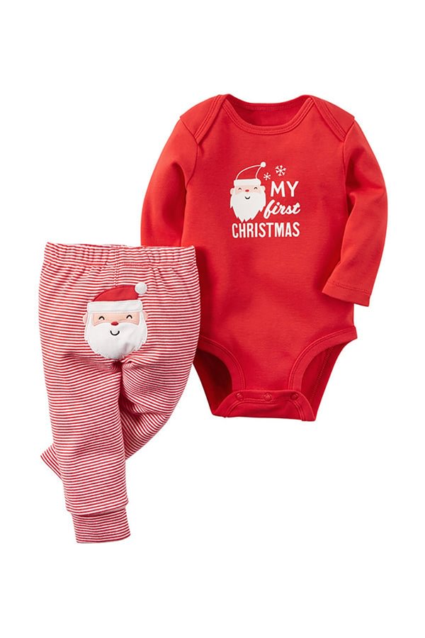 Long Sleeve Santa Claus Print Christmas Infant Pajama Watermelon Red-elleschic