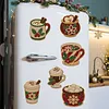 6PCS Drinks DIY Pearl Diamond Painting Christmas Fridge Magnets, Sparkling Rhinestone Refrigerator Magnet Craft Kit for Home Decor & Gifts