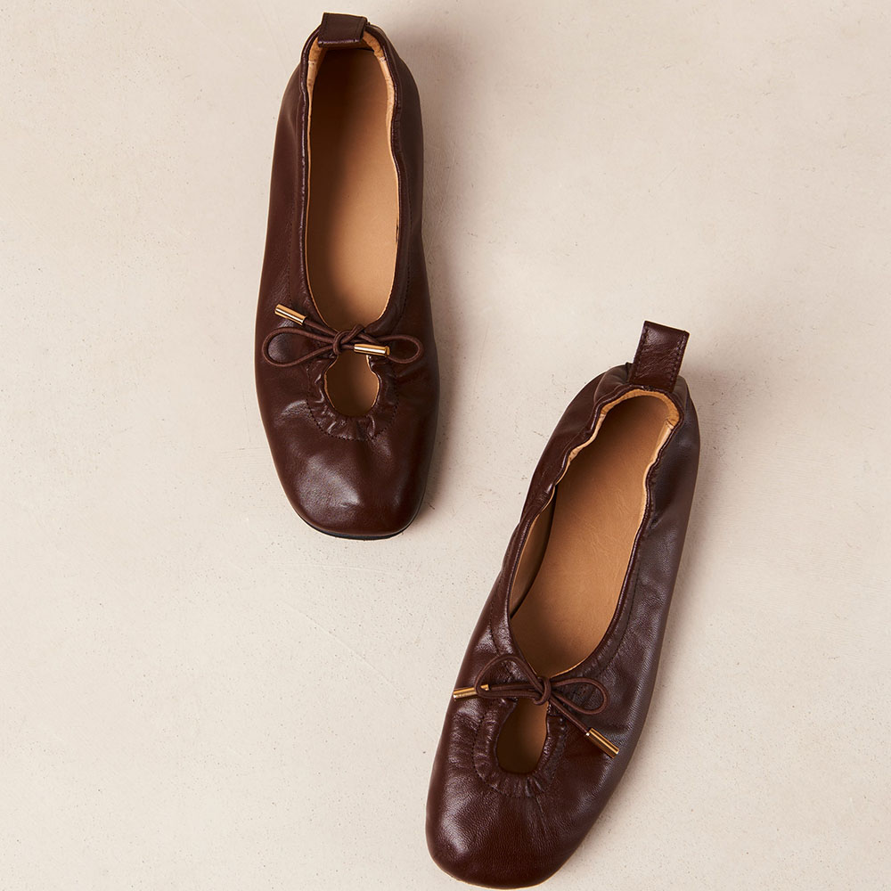 Brown Square Toe Flat Lace Up Shoes for Women Nicepairs
