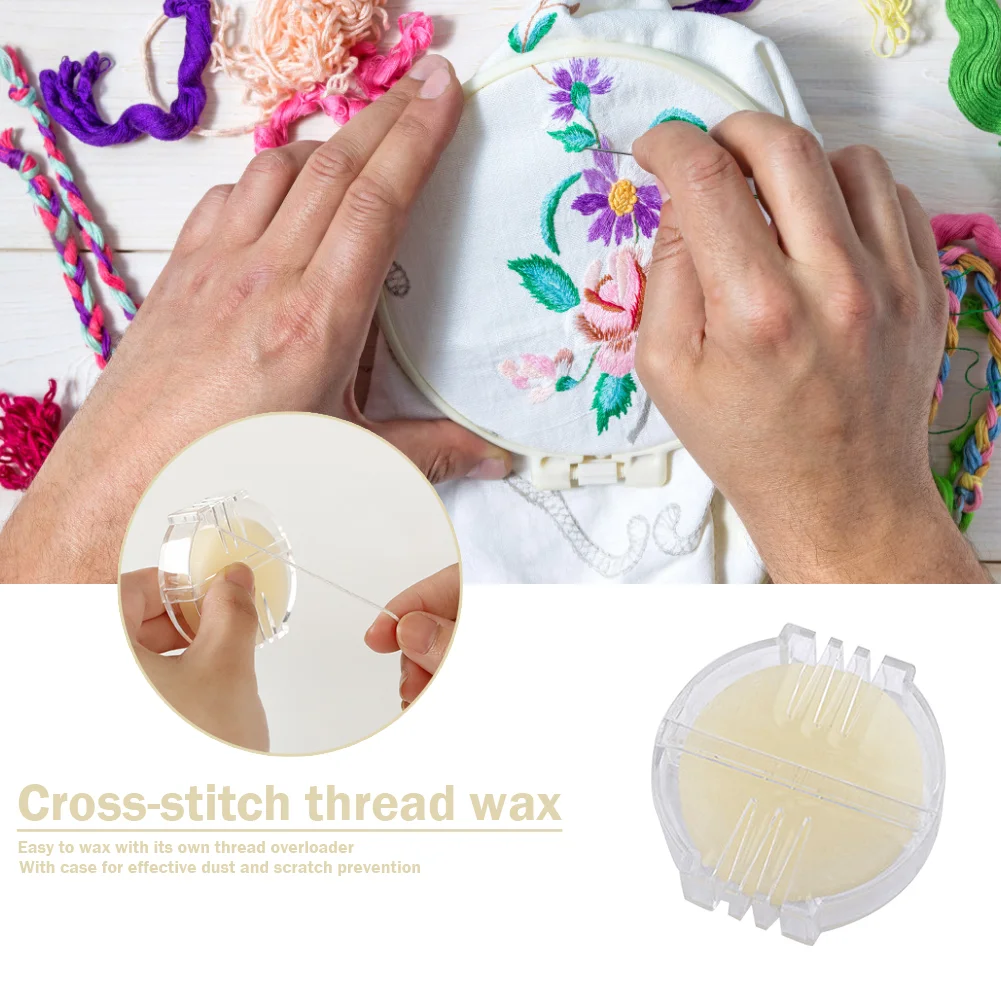 Water-soluble Embroidery Thread Beeswax Block with Box DIY Cross Stitch Wax