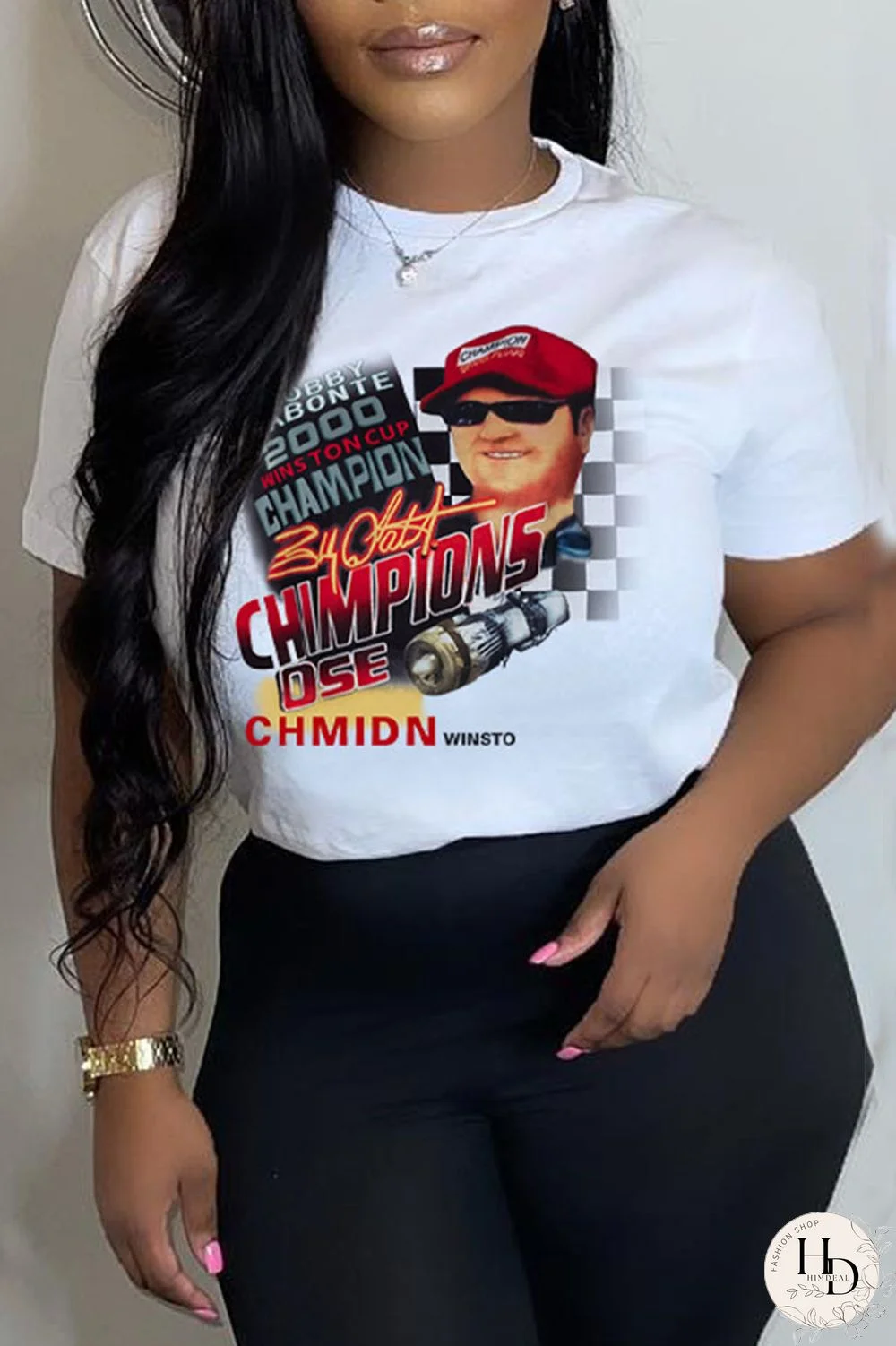 Black Fashion Casual Street Print Patchwork O Neck T-Shirts