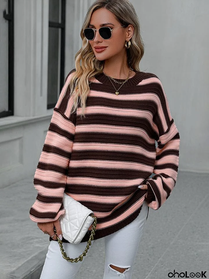 Striped Dropped Shoulder Sweater