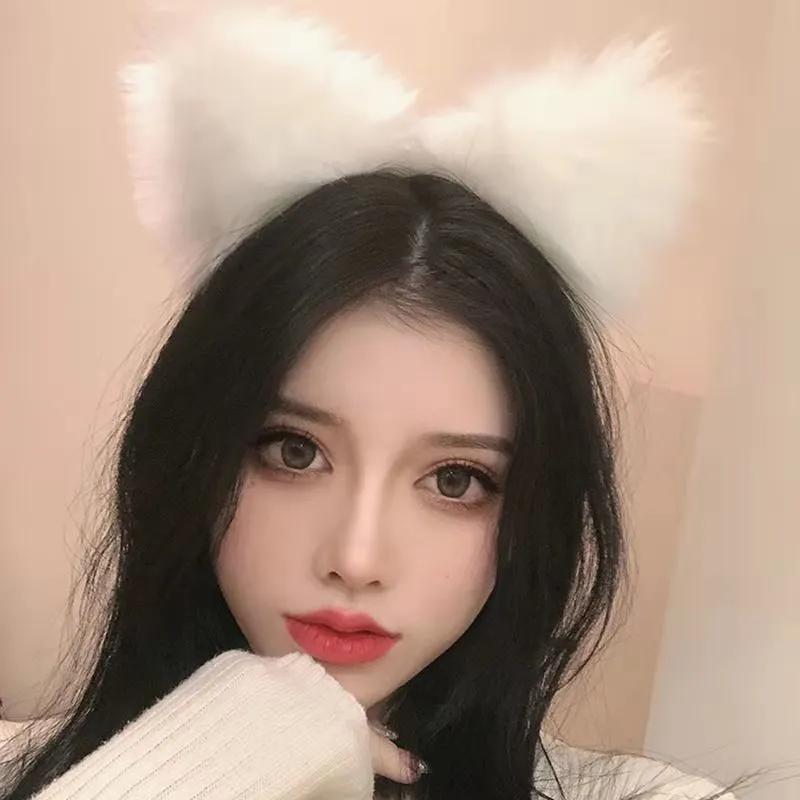 Churchf Sexy Stuffed Fox Fox Ear Head Buff Net Red Live Photo Hair Anchor Card Cute Animal Ear Hair Ornaments