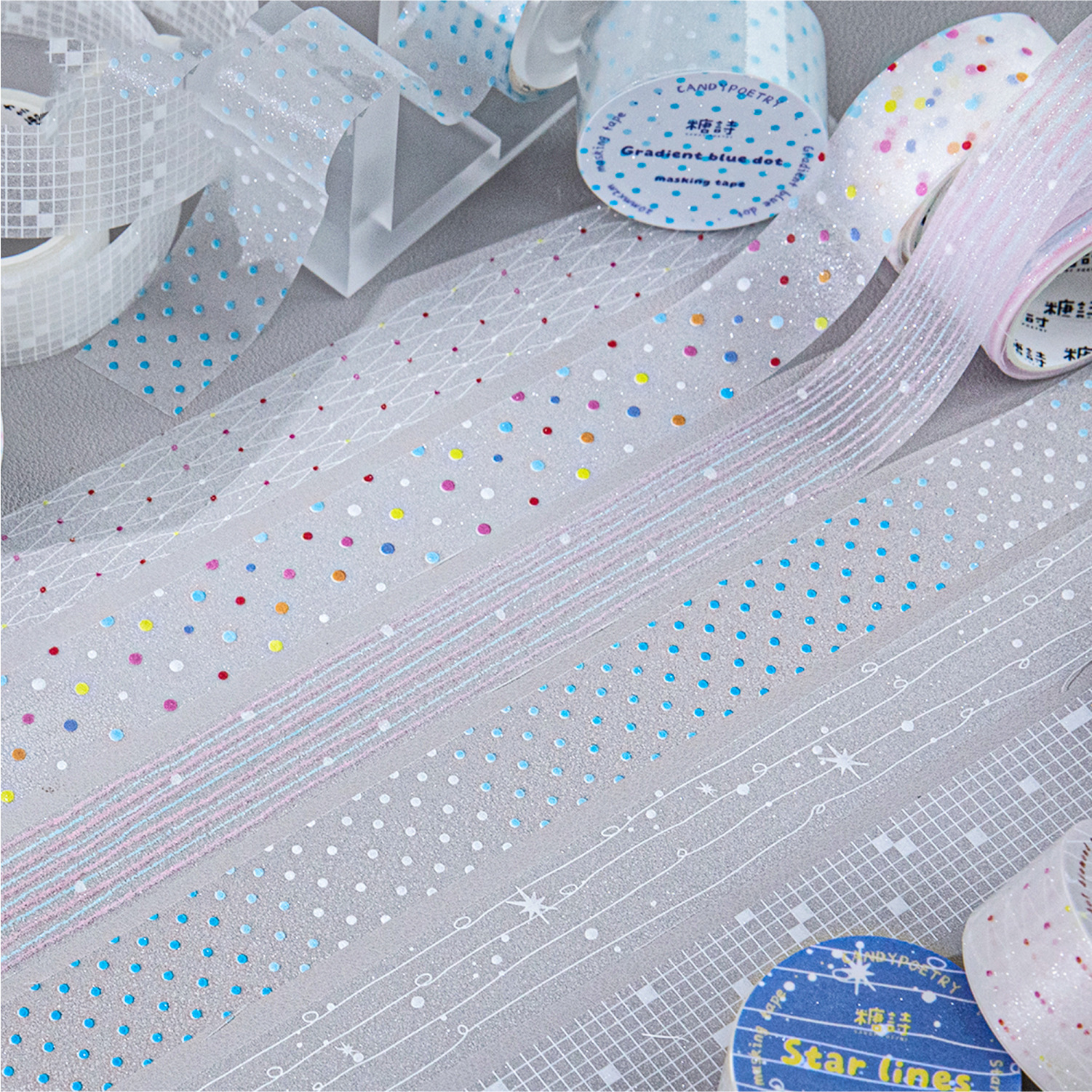 PET 테이프 - 20mm*200cm 밀크솔트 크로니클 시리즈 카와이 도트 라인