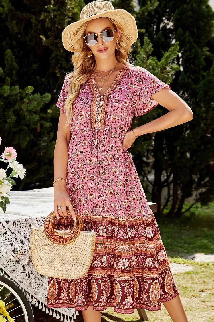 Luditu Maxi Dress, Sundress, Pink Rosella