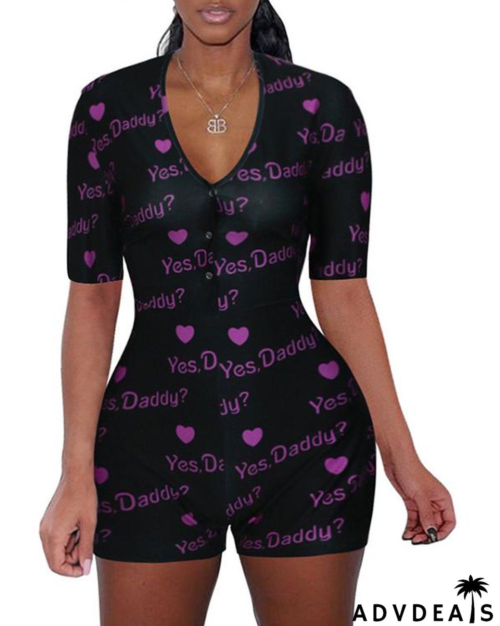 Casual Printed Short Sleeve Home Romper