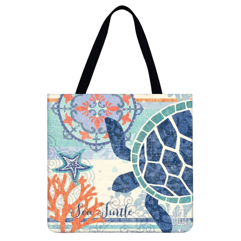 Linen Tote Bag - Sea Turtle
