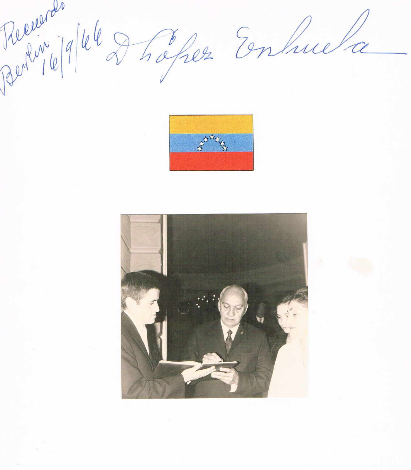 Venezuela D. Lopez Enhuela genuine autograph signed 7x9