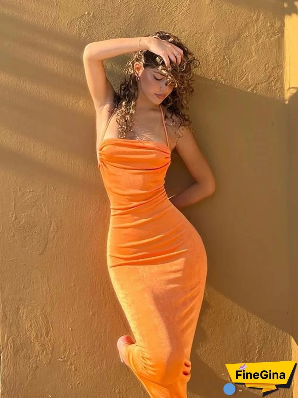 Backless Maxi Dress Sexy Orange Spaghetti Strap Slim Dress For Women Long Club Party Beach Dress Summer Blue Outfits New