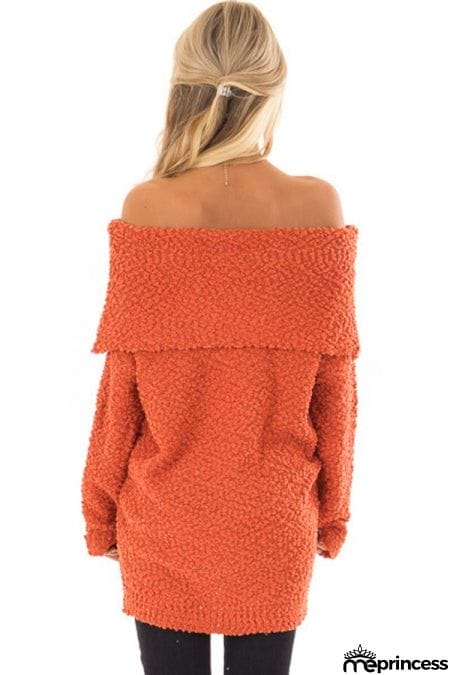 Orange Off The Shoulder Comfy Sweater