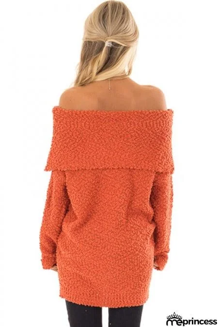 Orange Off The Shoulder Comfy Sweater