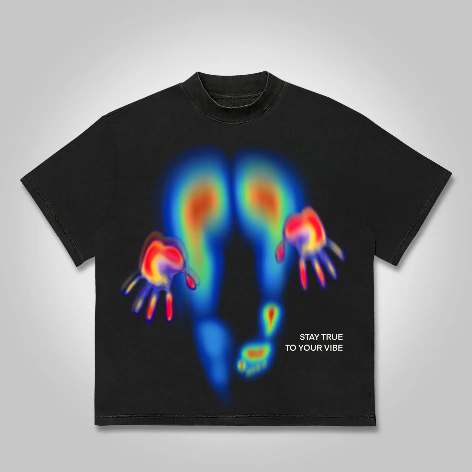 Abstract Graphics Of Heat-Sensitive Characters Printed T-Shirt