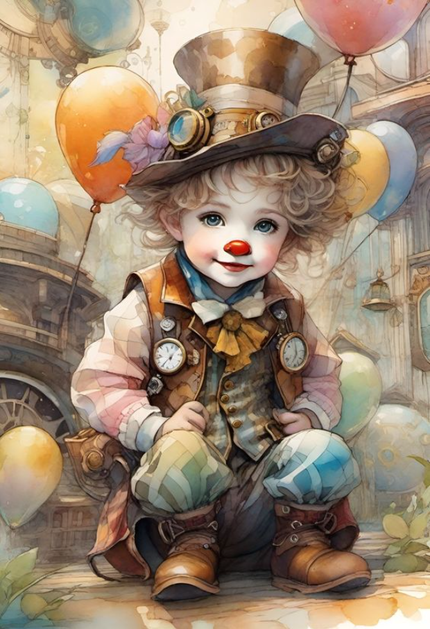 Little Clown Balloon 50*70cm (canvas) full round drill(40 colors) diamond painting
