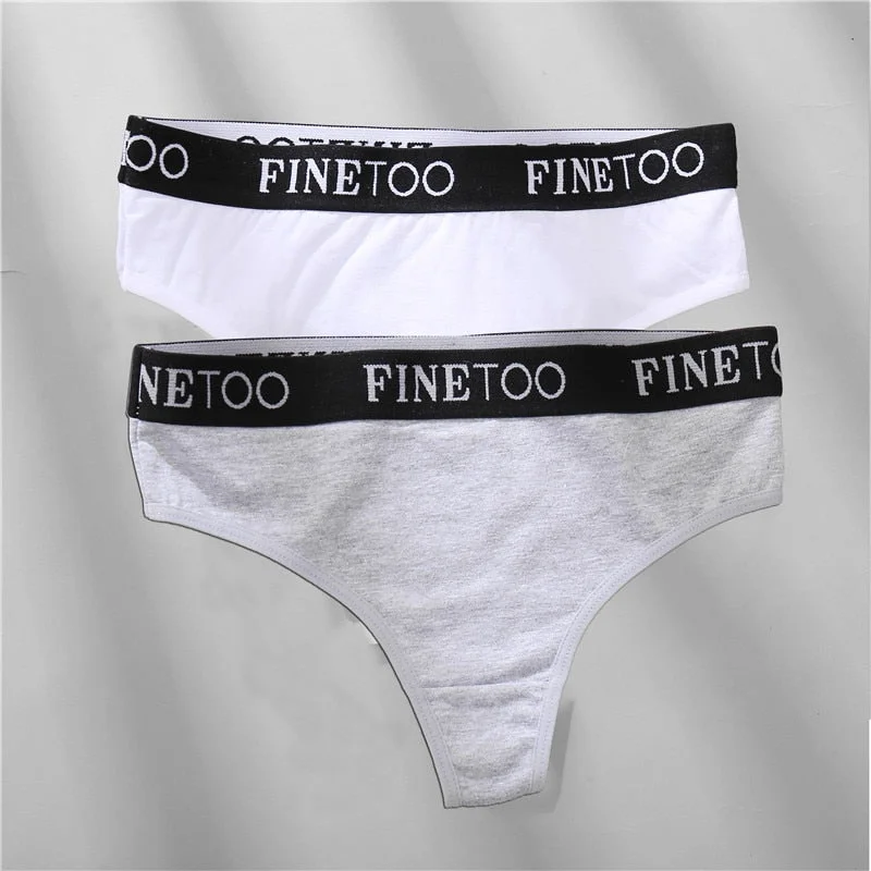 FINETOO 2/3PCS Cotton Sexy Underwear G-string Women M-XL Panties Fashion Letter Waist Femme 2021 Underpant For Woman Thong Girls