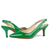 Women's 60mm Kitten Heel Slingback Red Bottom Pumps Patent Wedding Shoes