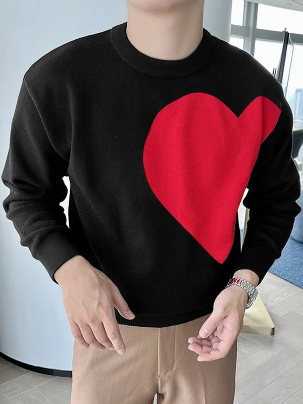 Aonga - Mens Heart Print Long Sleeve Sweatshirt