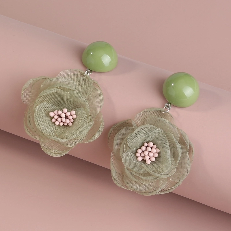 1 Pair Hawaiian Vacation Beach Flower Inlay Alloy Copper Zircon Drop Earrings Ear Studs