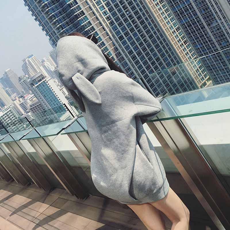 Black/Grey Bunny Ear Hoodie Coat SP1710722