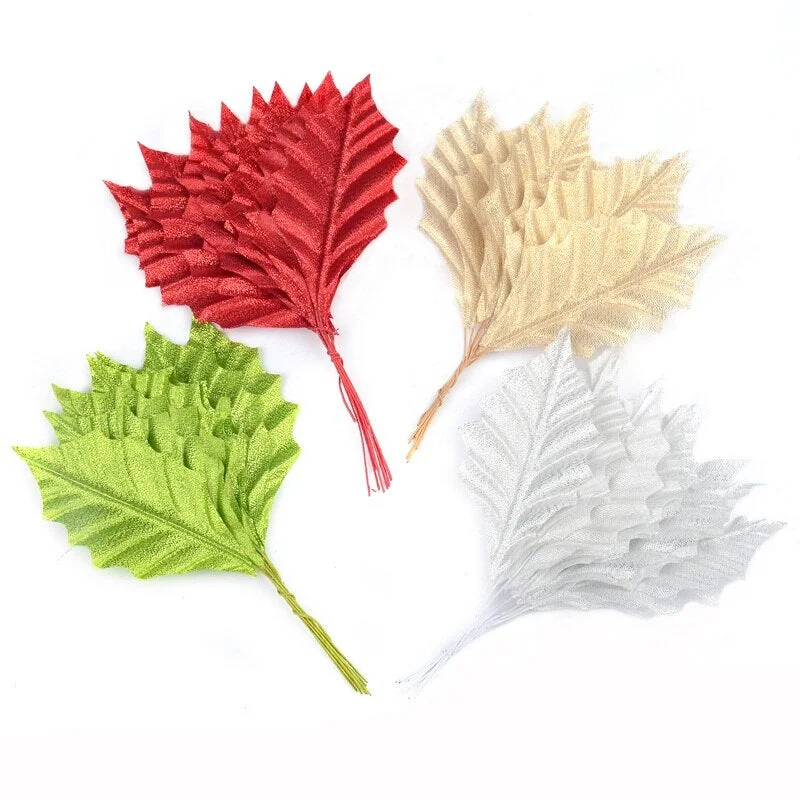 60pcs Artificial Silk Maple Gold Leaves Home Wedding Party Christmas Decoration Accessory Scrapbooking Fake Flower