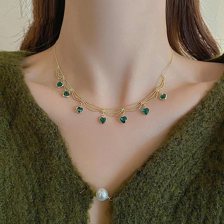 📿💎Best Mother's Day Gift🎁Green crystal mesh necklace