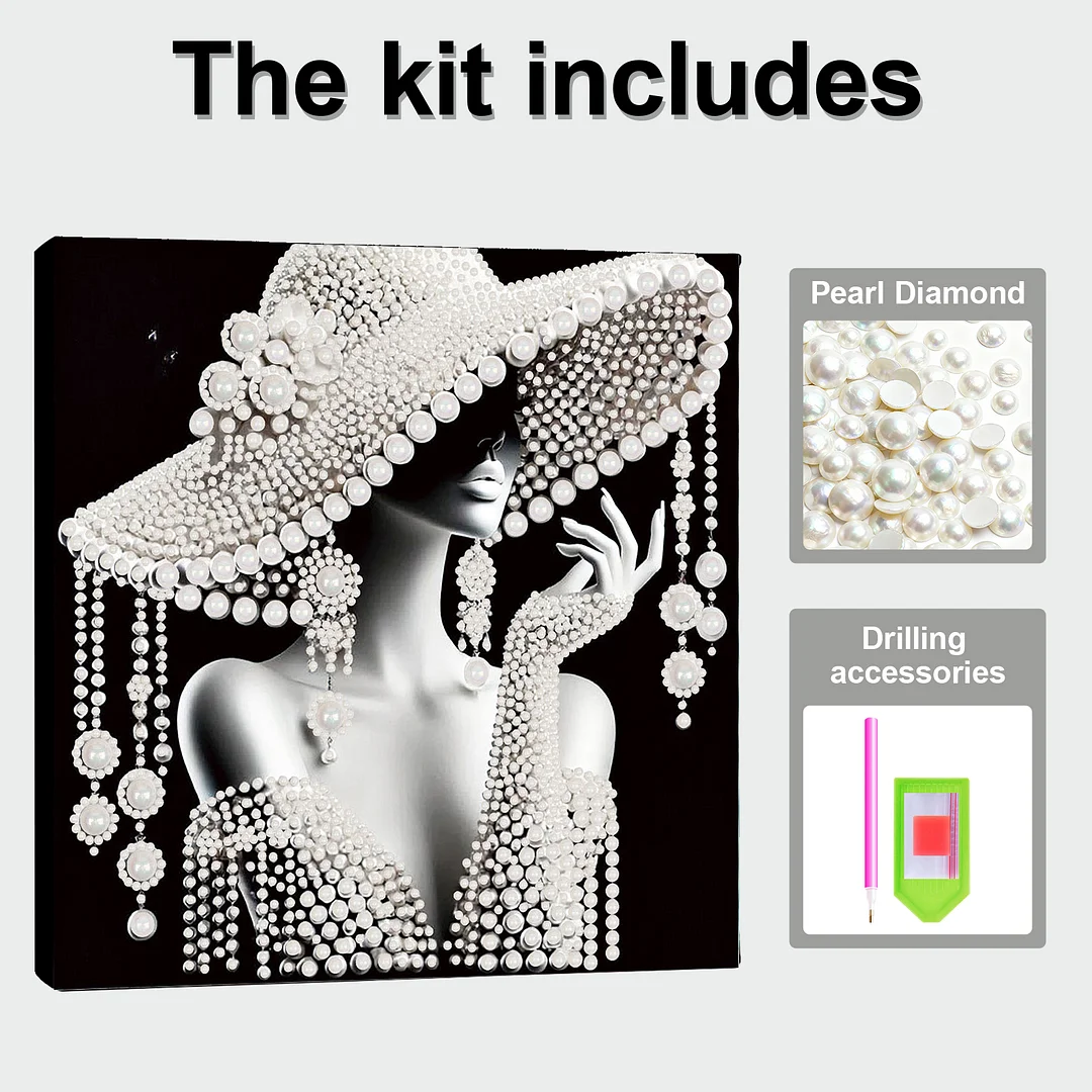 Lady - DIY Pearl Diamond Art Kit With Frame 30*30cm