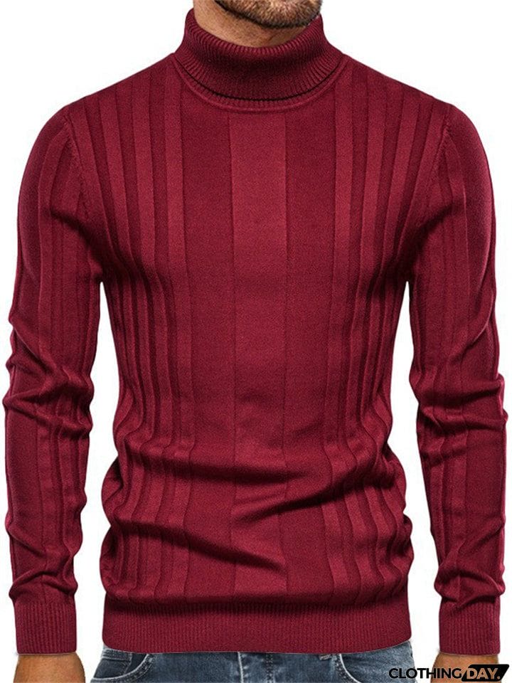 Casual Style High Collar Bottoming Shirt Men Knitted Tops