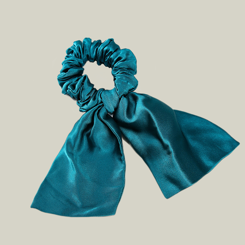 Chouchou plissé en soie avec nœud décoratif 16 Momme- SOIE PLUS