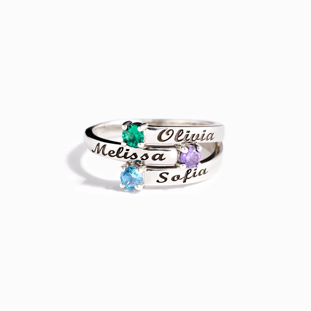 1-4 Names&Birthstones Wrap Ring
