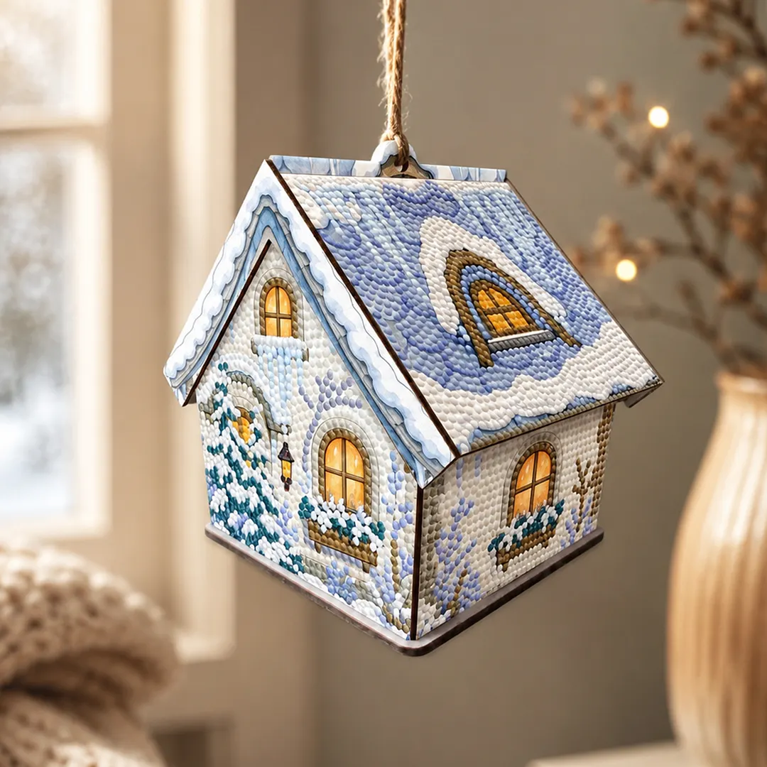 DIY Wooden House Diamond Art Painting Kit for Adults Home (Winter snowfield)