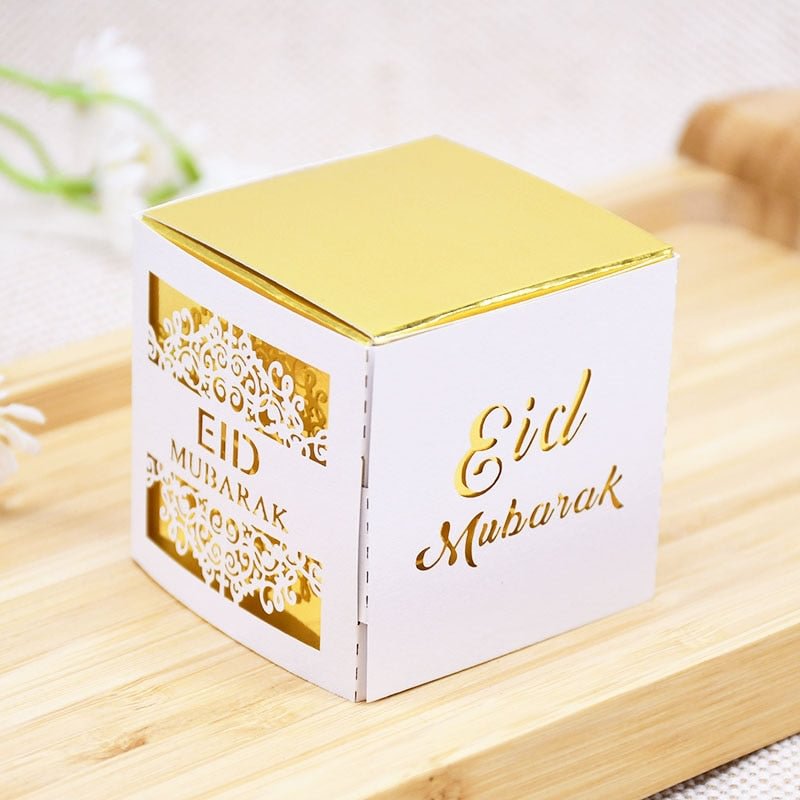 5/10pcs Eid Mubarak Chocolate Candy Box Ramadan Kareem Favor Gift Box Islamic Muslim Festival Happy Al-Fitr Eid Party Supplies