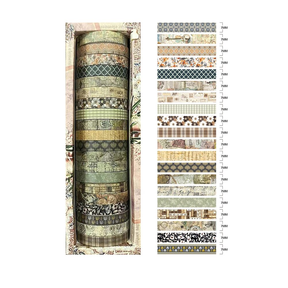 Journalsay 20 Rolls/set 7mm*200cm Meet for The First Time Series Vintage Plant Washi Tape Set 