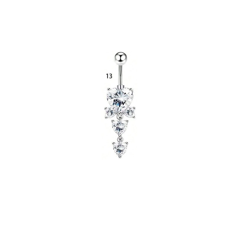 1 Piece Belly Rings Minimalist Classic Style Water Droplets 304 Stainless Steel Inlay Zircon Belly Rings