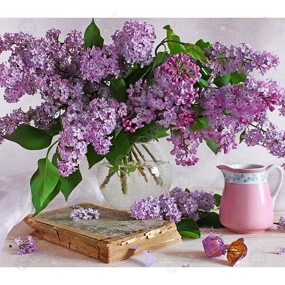 

30*25CM Special Shaped Diamond Painting-Purple Flowers, 501 Original