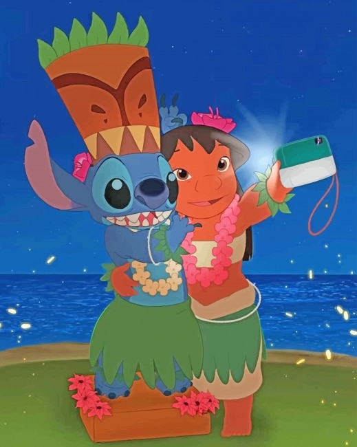 

Lilo And Stitch Taking A Selfie – Paint By Numbers - 40*50CM, 501 Original