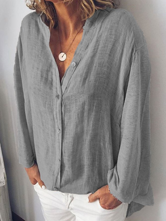 Plus Size Women Loose Casual Linen Blouse Shirts