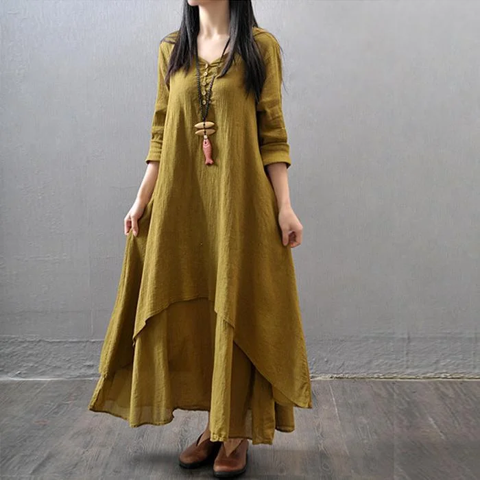 ⚡NEW SEASON⚡Casual Loose Long-sleeved Linen Dress