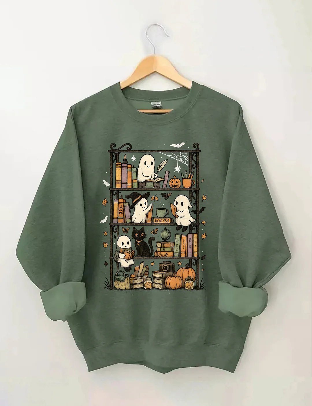 Retro Halloween Bookshelf Sweatshirt