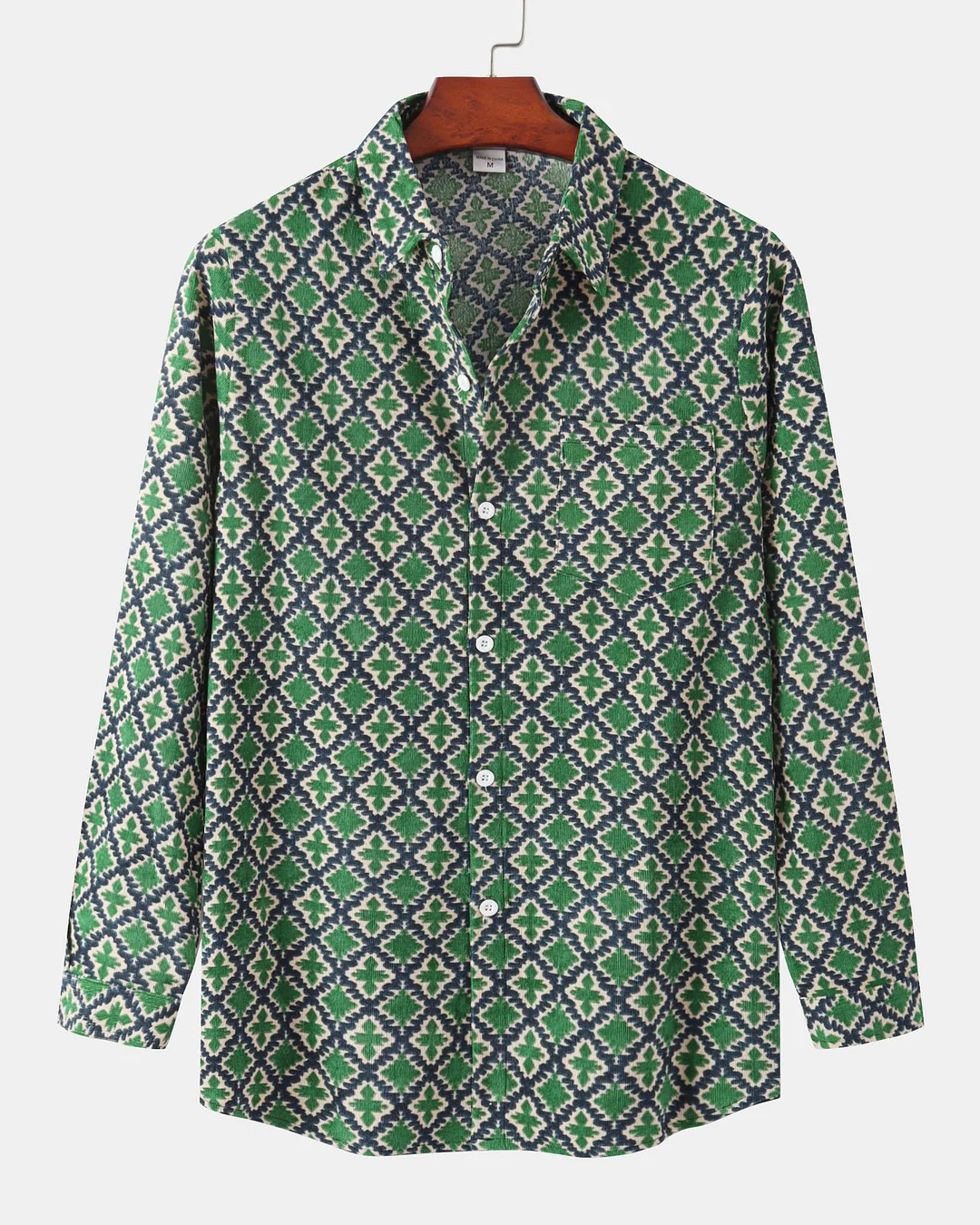 Men's Corduroy Vintage Pattern Long Sleeve Shirt 0202