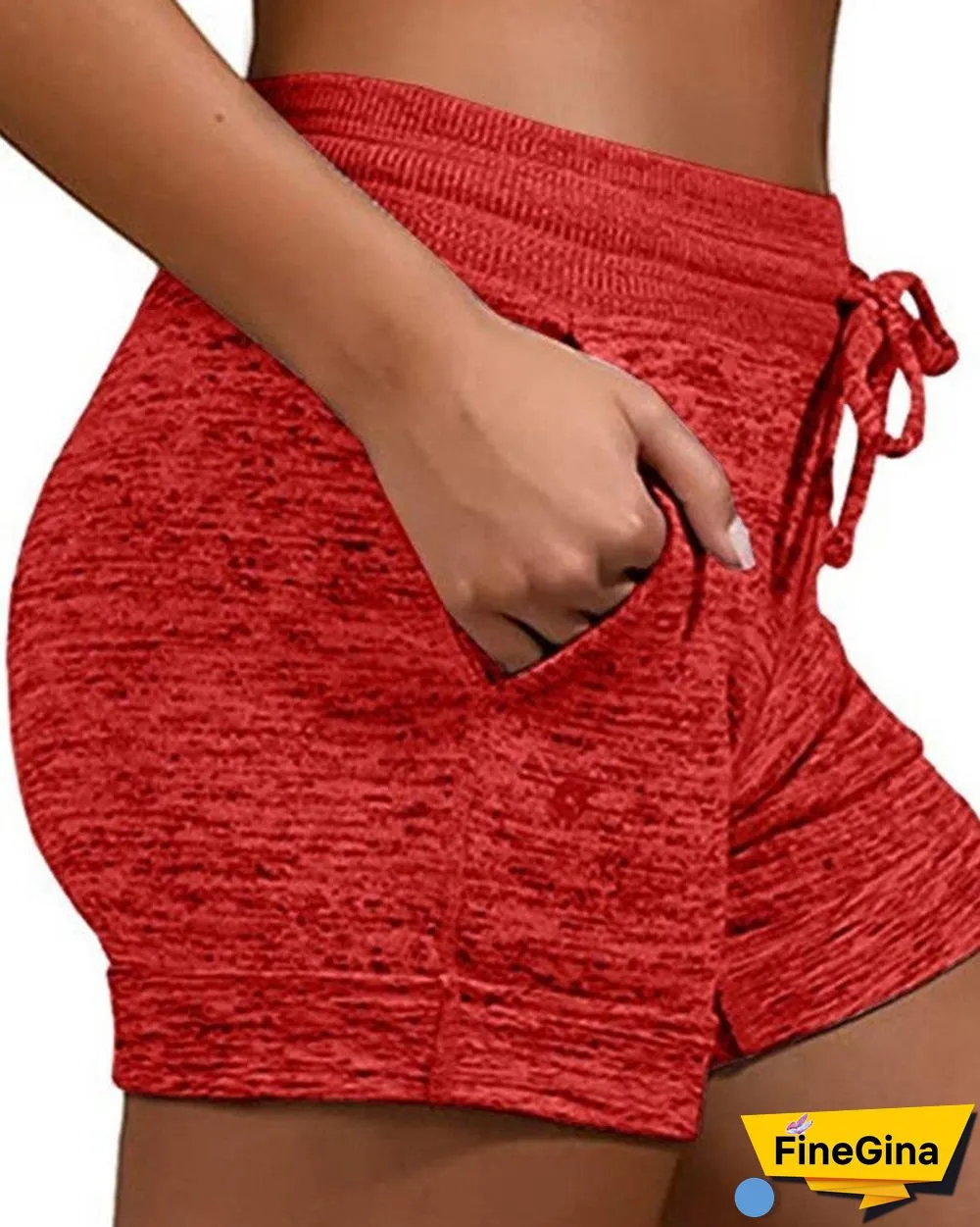 Plain Drawstring Basic Yoga Shorts