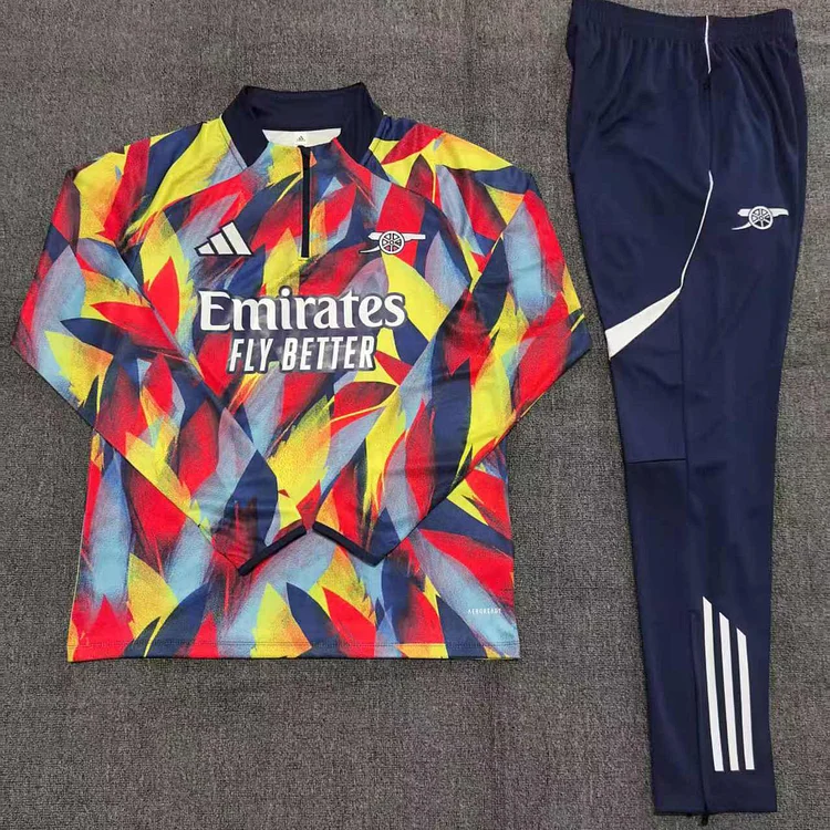 25/26 Arsenal yellow and red half-zip training suit set