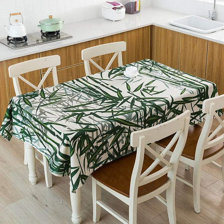 Nordic Tropical Green Leaves Plant Rectangle Tablecloth Wedding Party Decor Reusable Waterproof Tablecloth Kitchen Table Decor
