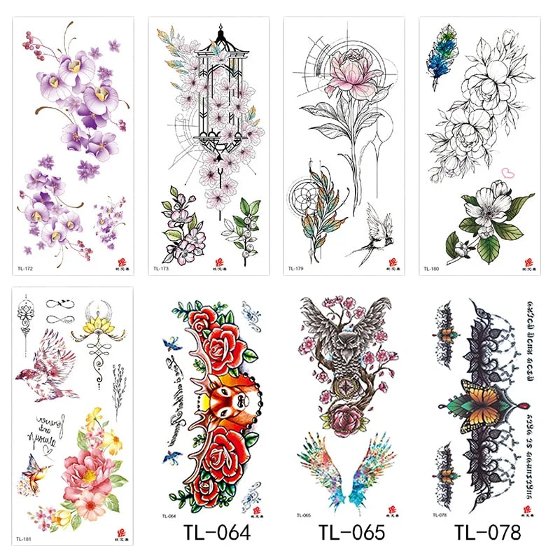 Flower animal totem romantic beautiful bird fragrance waterproof lasting men and women personality temporary tattoo stickers