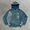 Casual Street Print Zip Hoodie
