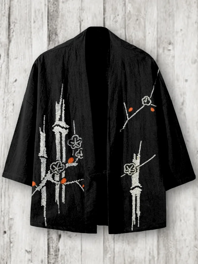 Comstylish Elegant Japanese Shibori Hanami Pattern Kimono Cardigan