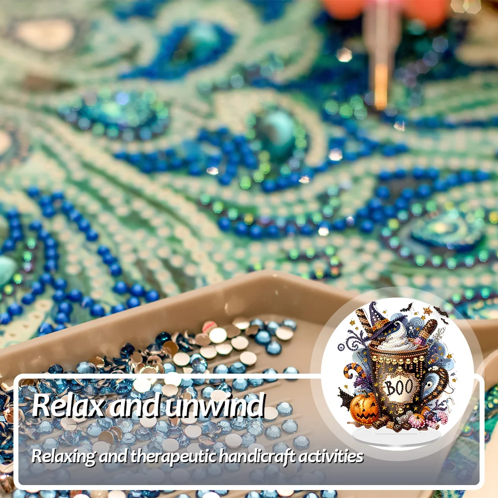 2D Flat Halloween DIY Diamond Painting Desktop Ornaments Kit for Decor (Dessert)