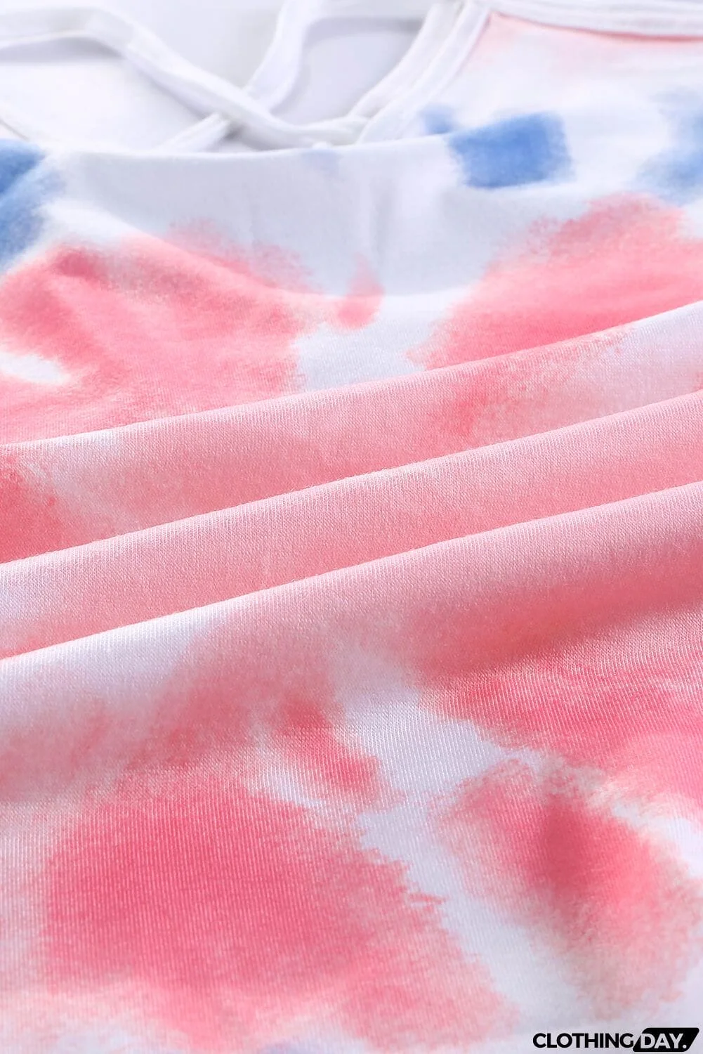 Cute Pink Tie Dye Strappy Crossed Neckline Tank Top