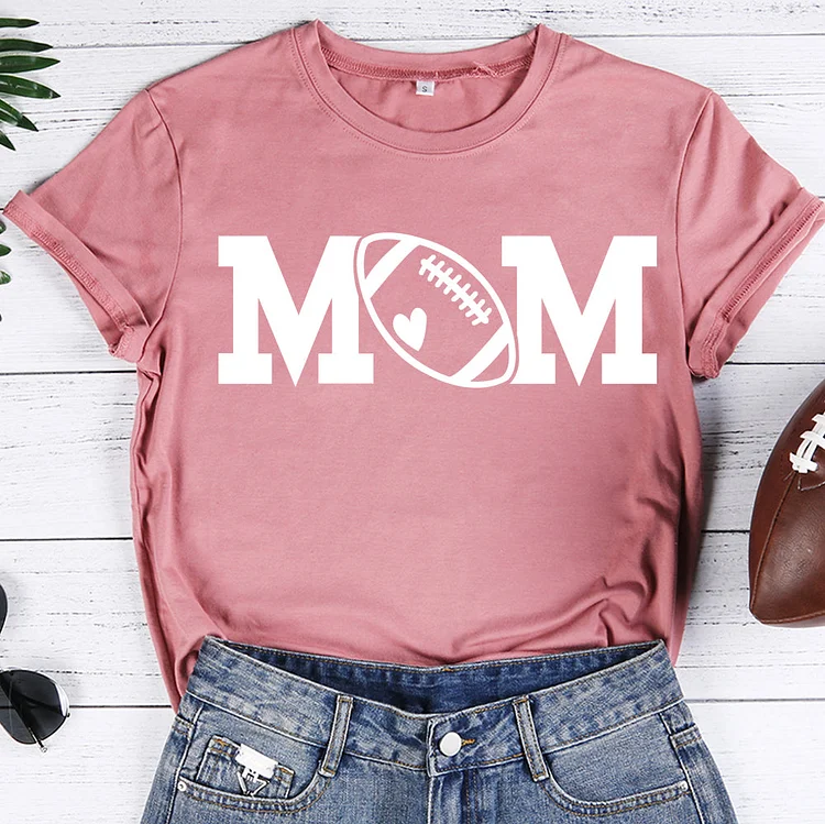 Football love heart mom  T-Shirt Tee -06780-Annaletters