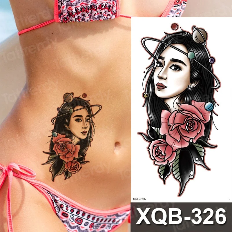 temporary tattoo flower snake dragon anime sexy body art stickers black lion skull tattoo sleeve for women men boys sexy decal