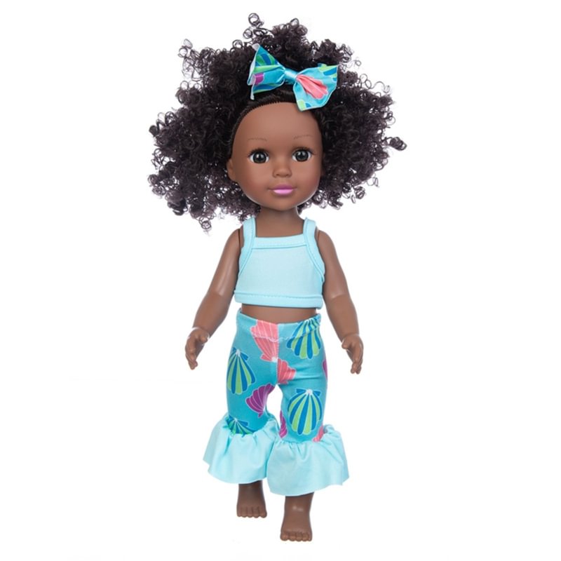 Blackbabydolls Black African Baby Cute Curly 14inch Vinyl Baby Toy