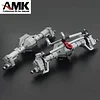 AMK SCX10 Aluminum Alloy Front Rear Portal Axles Complete for 1/10 RC Crawler Cars Axial SCX10 I II RGT 86100 Upgrades (Black)